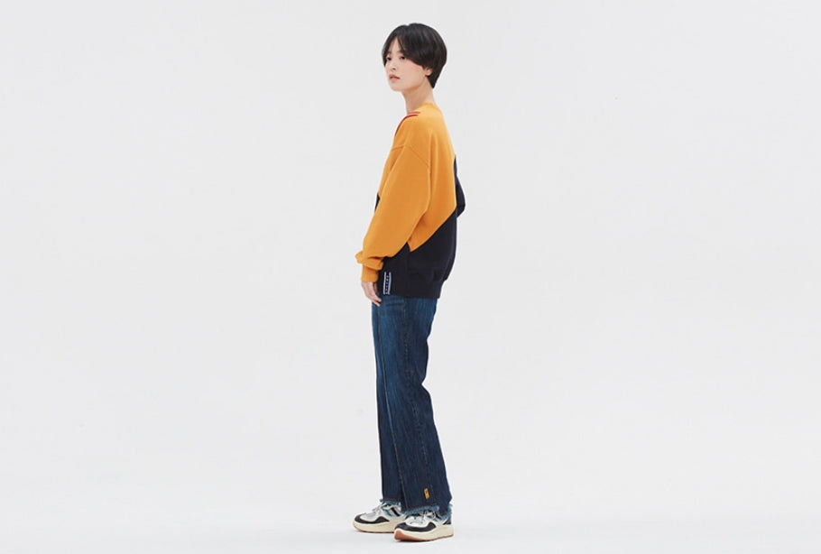 ロマンティッククラウン(ROMANTIC CROWN) COLOR BLOCK LOGO SWEATSHIRT_YELLOW