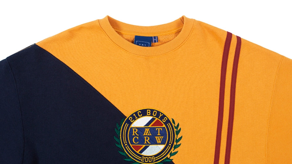 ロマンティッククラウン(ROMANTIC CROWN) COLOR BLOCK LOGO SWEATSHIRT_YELLOW