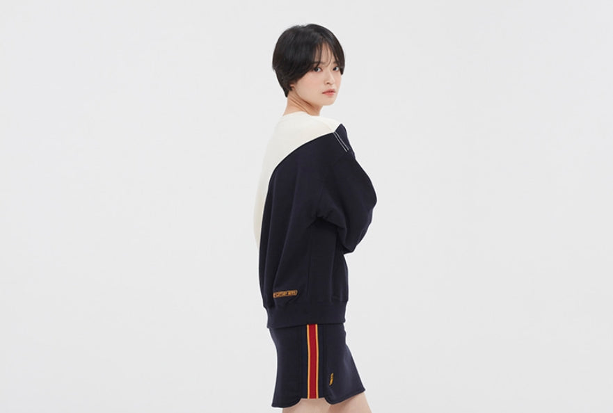 ロマンティッククラウン(ROMANTIC CROWN) COLOR BLOCK LOGO SWEATSHIRT_OATMEAL