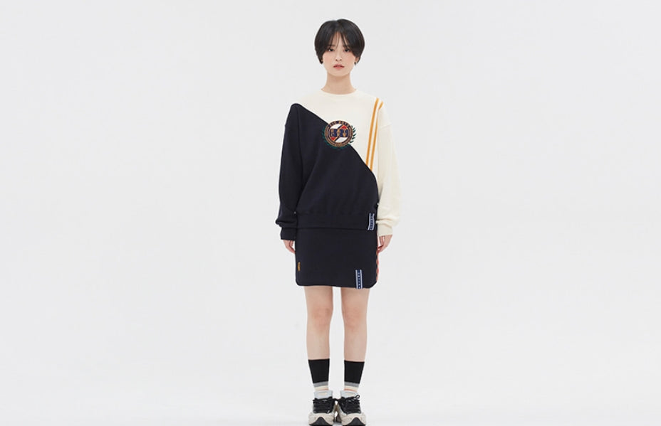 ロマンティッククラウン(ROMANTIC CROWN) COLOR BLOCK LOGO SWEATSHIRT_OATMEAL
