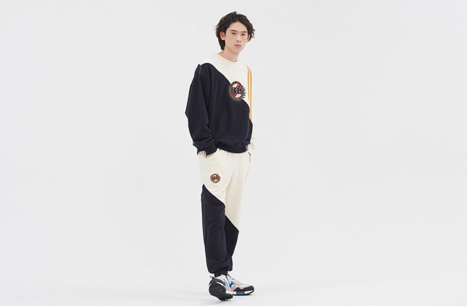 ロマンティッククラウン(ROMANTIC CROWN) COLOR BLOCK LOGO SWEATSHIRT_OATMEAL