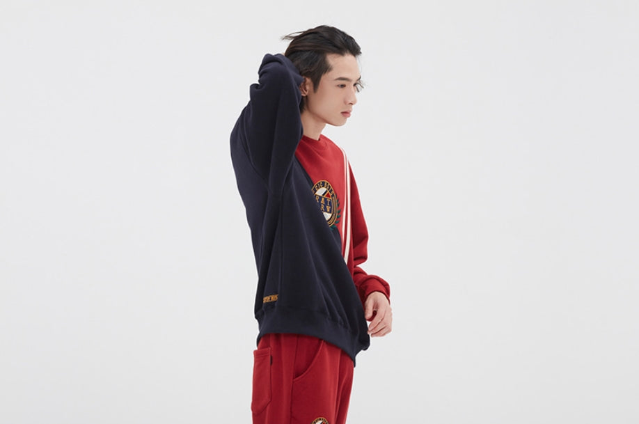 ロマンティッククラウン(ROMANTIC CROWN) COLOR BLOCK LOGO SWEATSHIRT_BURGUNDY