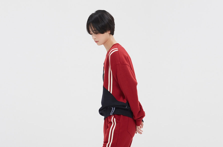 ロマンティッククラウン(ROMANTIC CROWN) COLOR BLOCK LOGO SWEATSHIRT_BURGUNDY