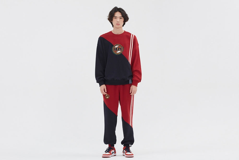 ロマンティッククラウン(ROMANTIC CROWN) COLOR BLOCK LOGO SWEATSHIRT_BURGUNDY