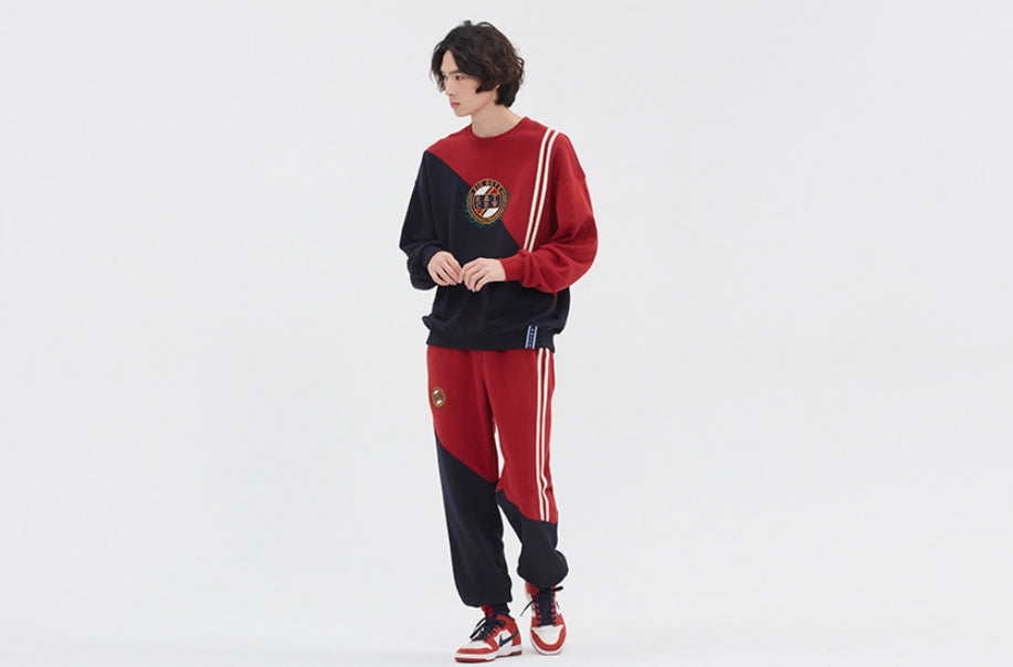 ロマンティッククラウン(ROMANTIC CROWN) COLOR BLOCK LOGO SWEATSHIRT_BURGUNDY