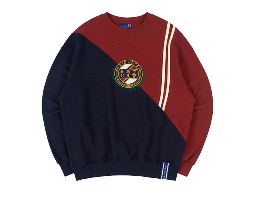 ロマンティッククラウン(ROMANTIC CROWN) COLOR BLOCK LOGO SWEATSHIRT_BURGUNDY