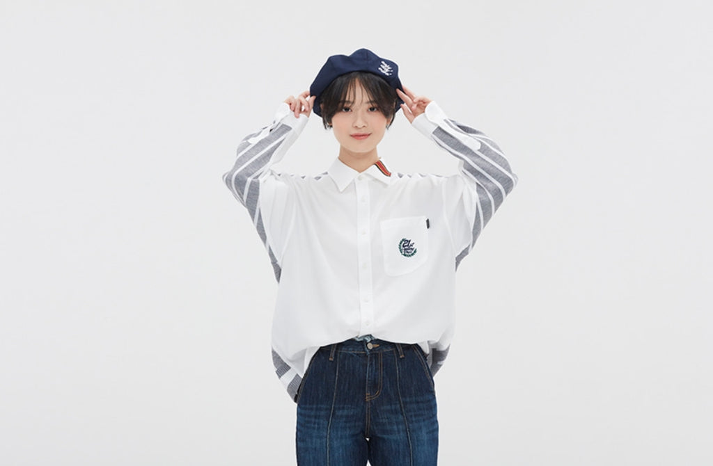 ロマンティッククラウン(ROMANTIC CROWN) FABRIC REVERSE KNIT SHIRT_WHITE