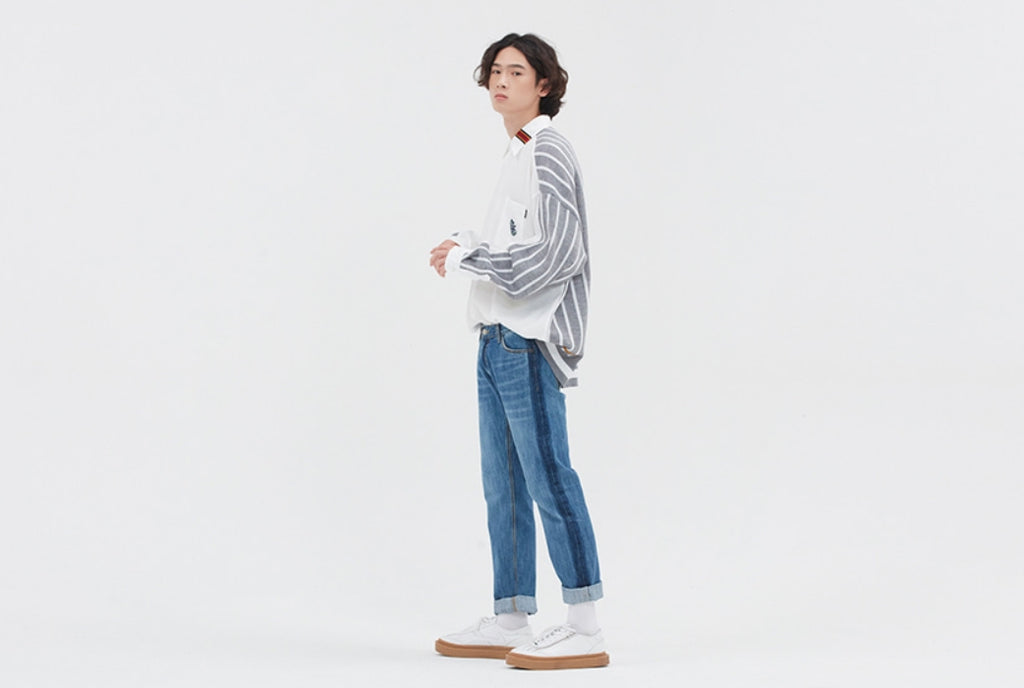 ロマンティッククラウン(ROMANTIC CROWN) FABRIC REVERSE KNIT SHIRT_WHITE