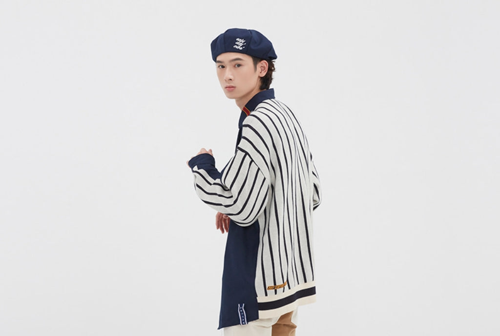 ロマンティッククラウン(ROMANTIC CROWN) FABRIC REVERSE KNIT SHIRT_NAVY