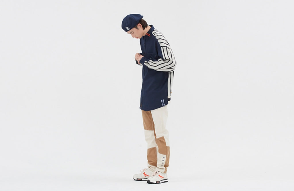 ロマンティッククラウン(ROMANTIC CROWN) FABRIC REVERSE KNIT SHIRT_NAVY
