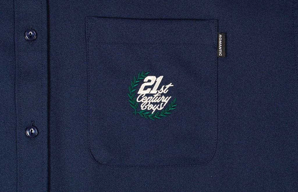 ロマンティッククラウン(ROMANTIC CROWN) FABRIC REVERSE KNIT SHIRT_NAVY