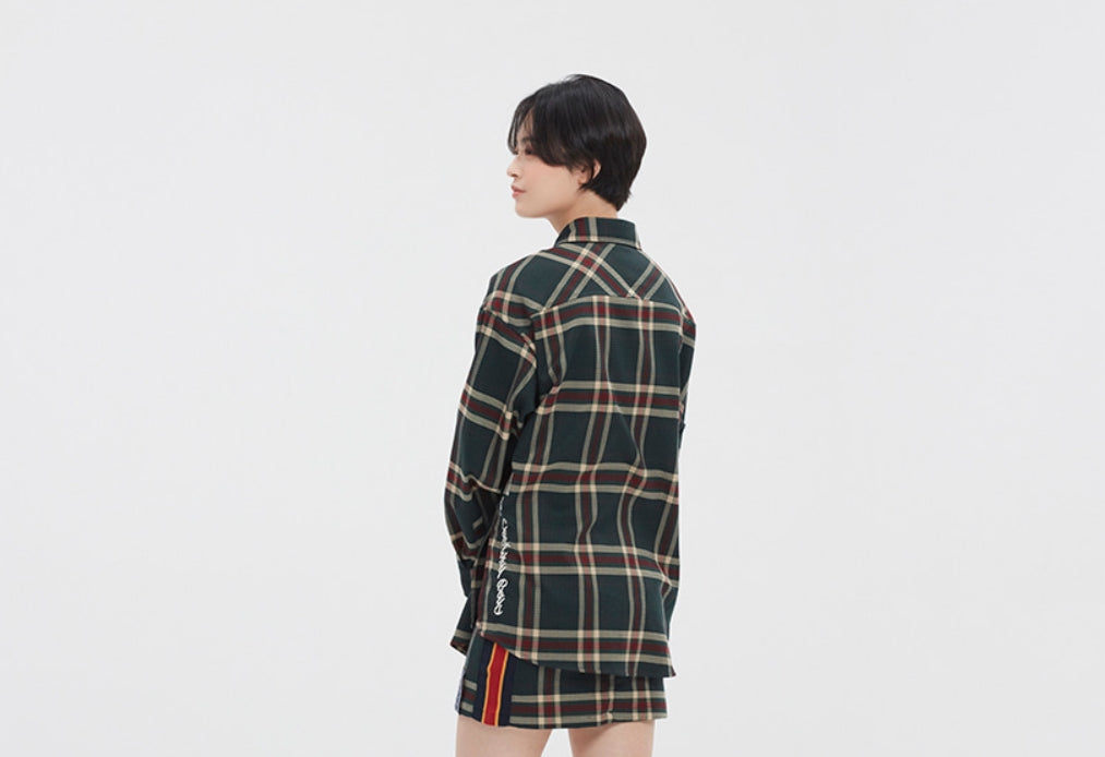 ロマンティッククラウン(ROMANTIC CROWN) OLD CHECK WIDE SHIRT_GREEN