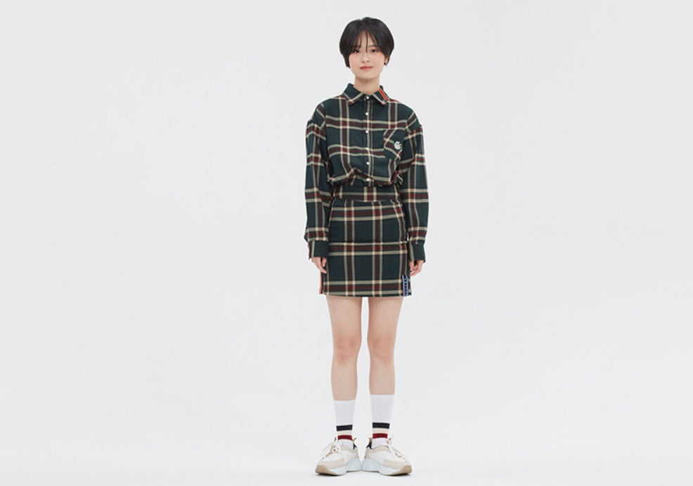 ロマンティッククラウン(ROMANTIC CROWN) OLD CHECK WIDE SHIRT_GREEN