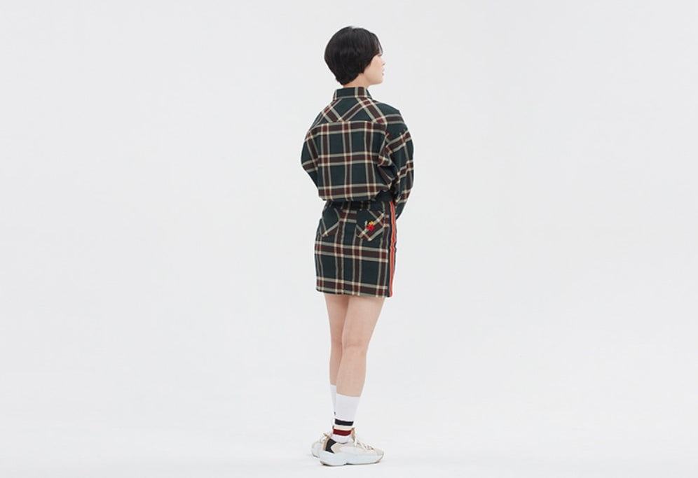 ロマンティッククラウン(ROMANTIC CROWN) OLD CHECK WIDE SHIRT_GREEN