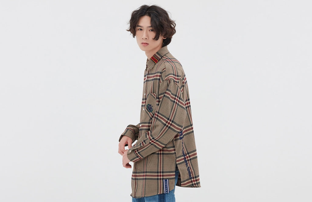 ロマンティッククラウン(ROMANTIC CROWN)OLD CHECK WIDE SHIRT_BEIGE