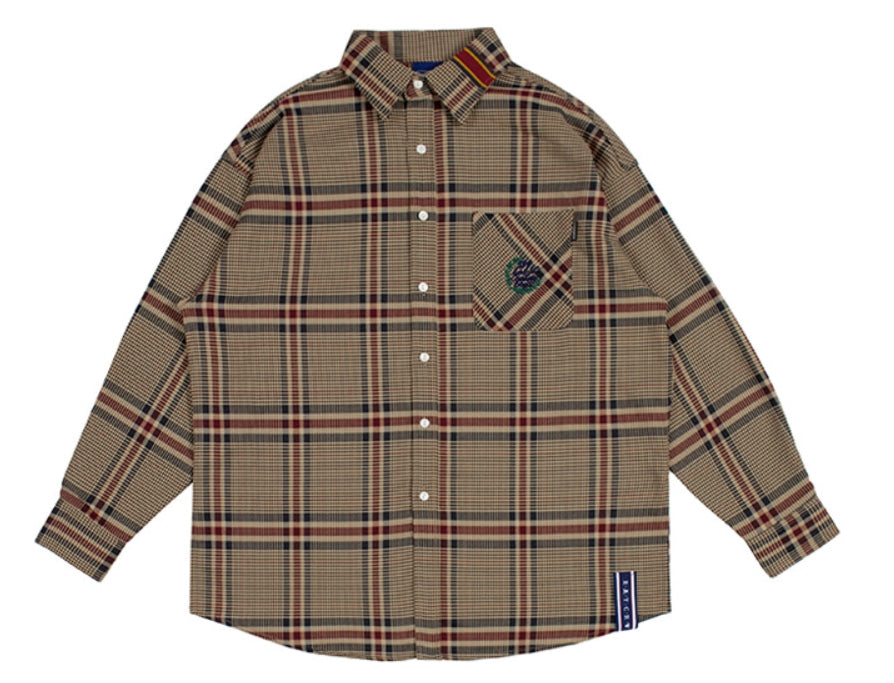 ロマンティッククラウン(ROMANTIC CROWN)OLD CHECK WIDE SHIRT_BEIGE