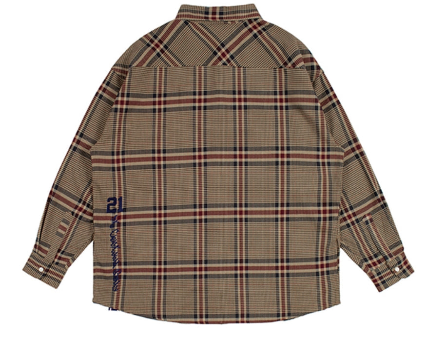 ロマンティッククラウン(ROMANTIC CROWN)OLD CHECK WIDE SHIRT_BEIGE