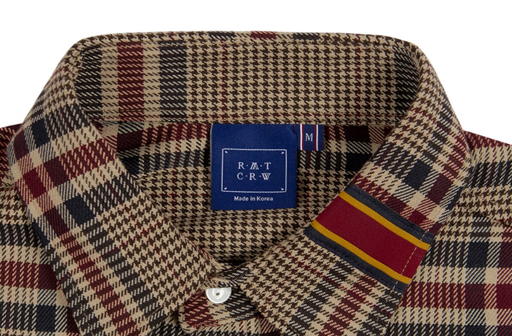 ロマンティッククラウン(ROMANTIC CROWN)OLD CHECK WIDE SHIRT_BEIGE