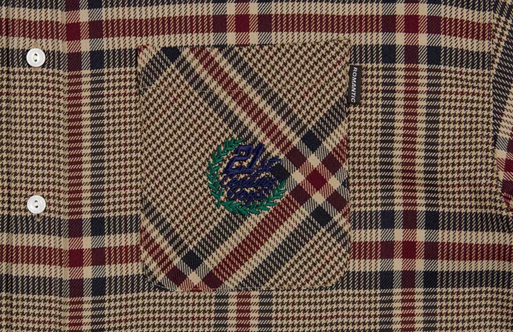 ロマンティッククラウン(ROMANTIC CROWN)OLD CHECK WIDE SHIRT_BEIGE