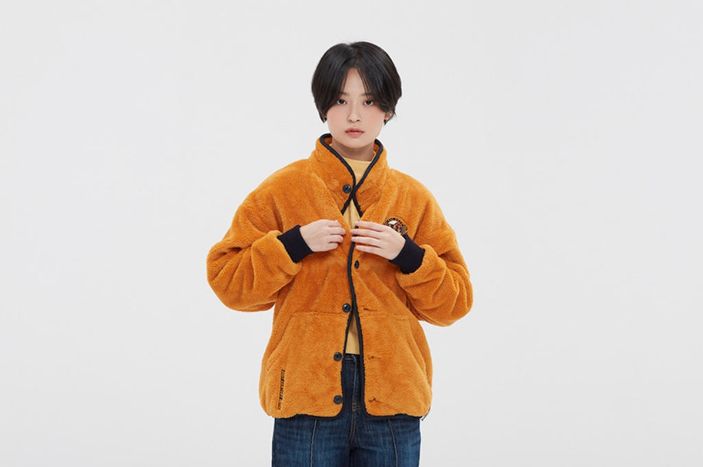 ロマンティッククラウン(ROMANTIC CROWN) BUTTON FLEECE JUMPER_YELLOW