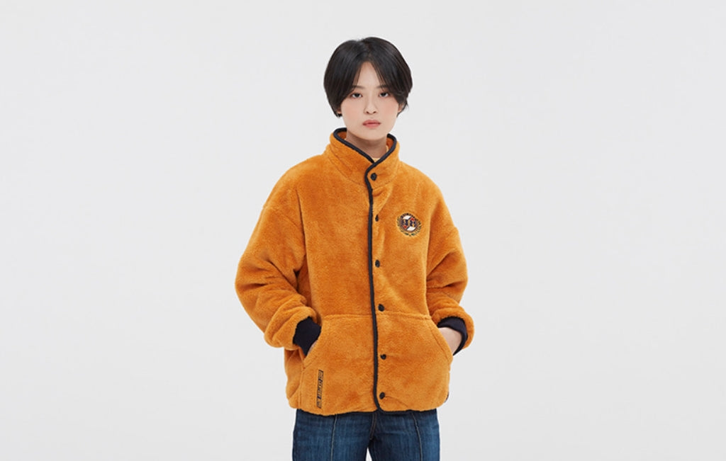 ロマンティッククラウン(ROMANTIC CROWN) BUTTON FLEECE JUMPER_YELLOW