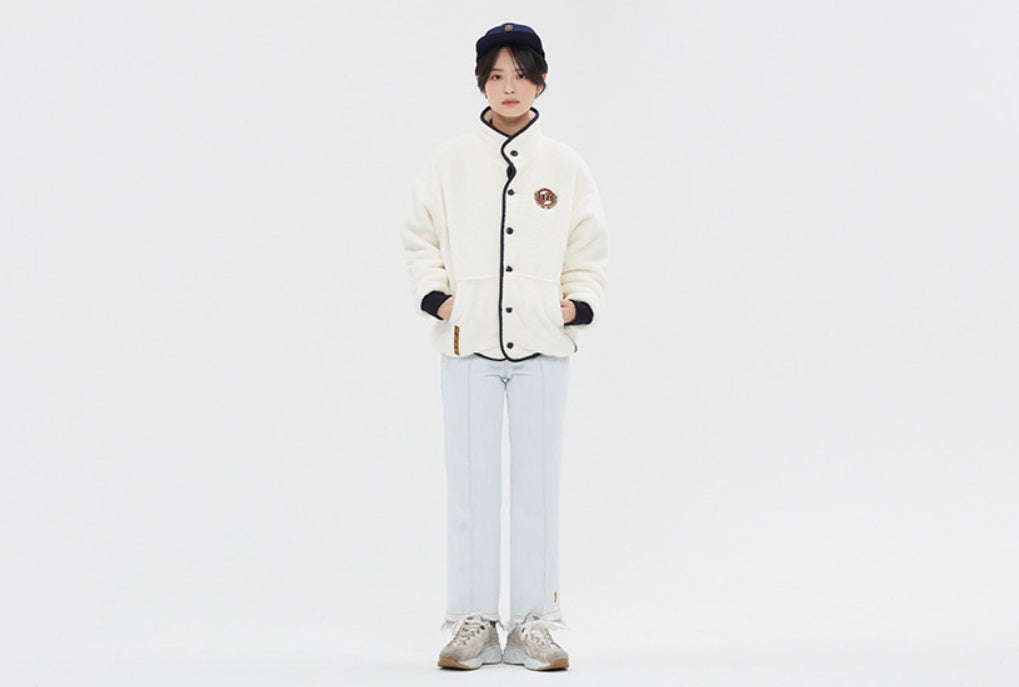 ロマンティッククラウン(ROMANTIC CROWN) BUTTON FLEECE JUMPER_OATMEAL