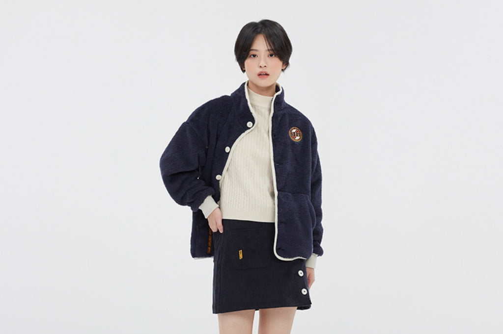 ロマンティッククラウン(ROMANTIC CROWN) BUTTON FLEECE JUMPER_NAVY
