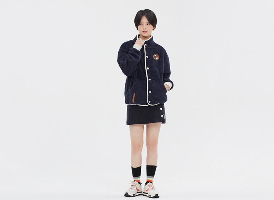 ロマンティッククラウン(ROMANTIC CROWN) BUTTON FLEECE JUMPER_NAVY