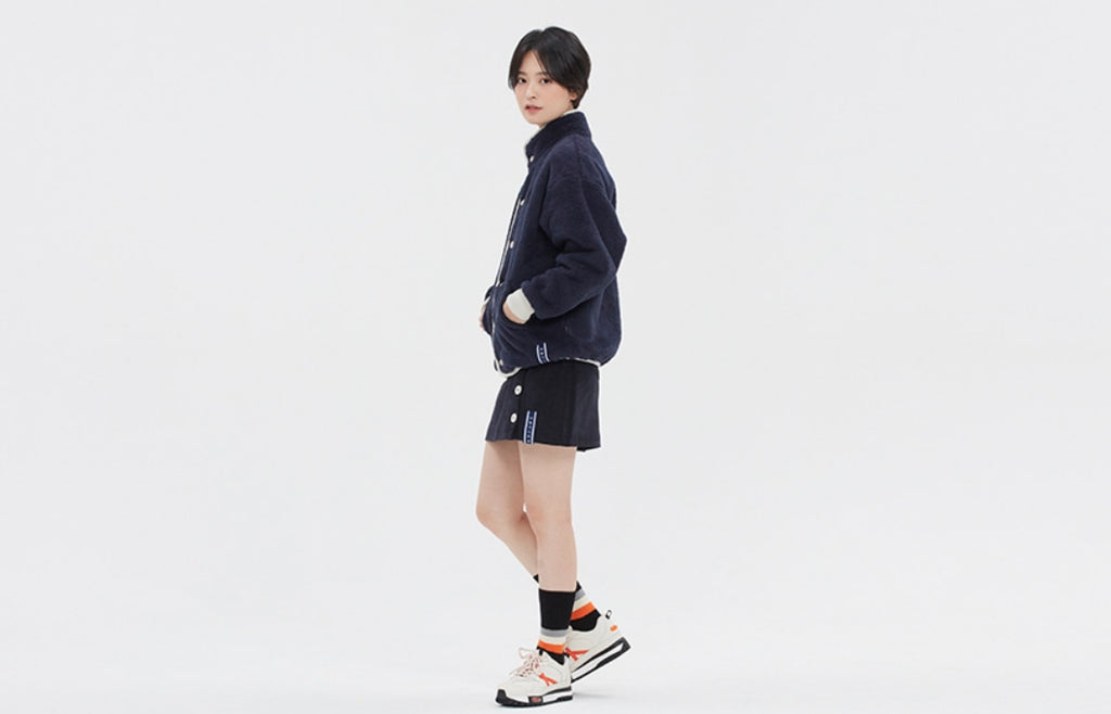 ロマンティッククラウン(ROMANTIC CROWN) BUTTON FLEECE JUMPER_NAVY