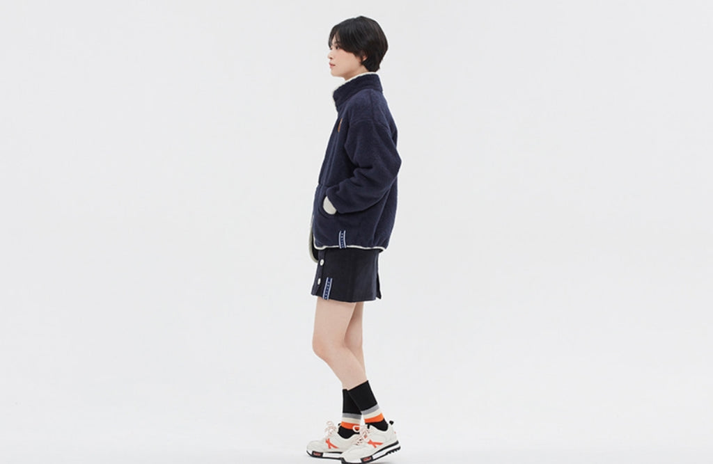 ロマンティッククラウン(ROMANTIC CROWN) BUTTON FLEECE JUMPER_NAVY