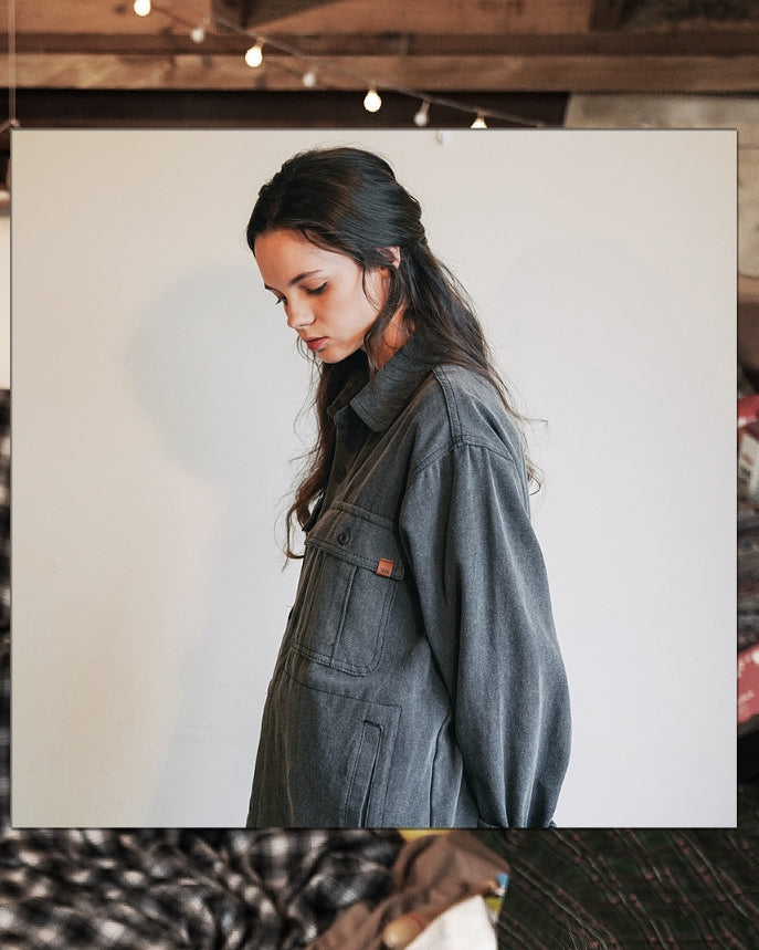 ダブルユーブイプロジェクト(WV PROJECT)WORKLOOK PIGMENT SHIRT CHARCOAL MJLS7317