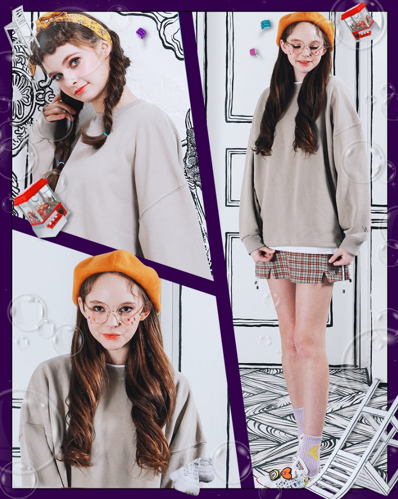 ダブルユーブイプロジェクト(WV PROJECT) NATHAN PIGMENT SWEAT SHIRTS BEIGE JJMT7233