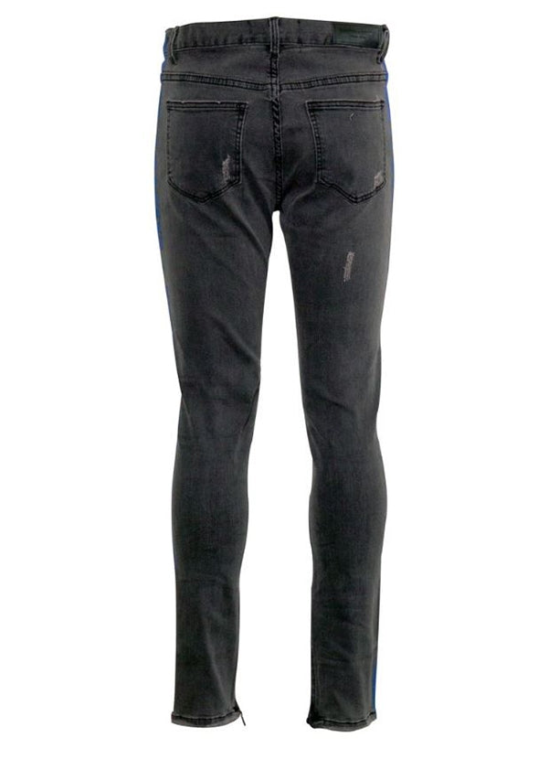 HOMME PLUS FAMME (オムファム)  STRIPE LOGO DENIM BLACK/BLUE