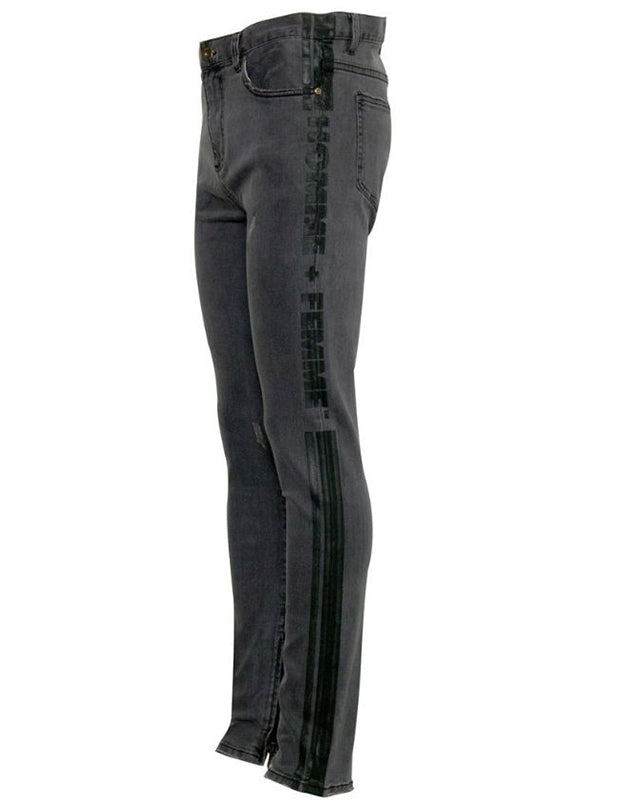 HOMME PLUS FAMME (オムファム)  STRIPE LOGO DENIM BLACKOUT