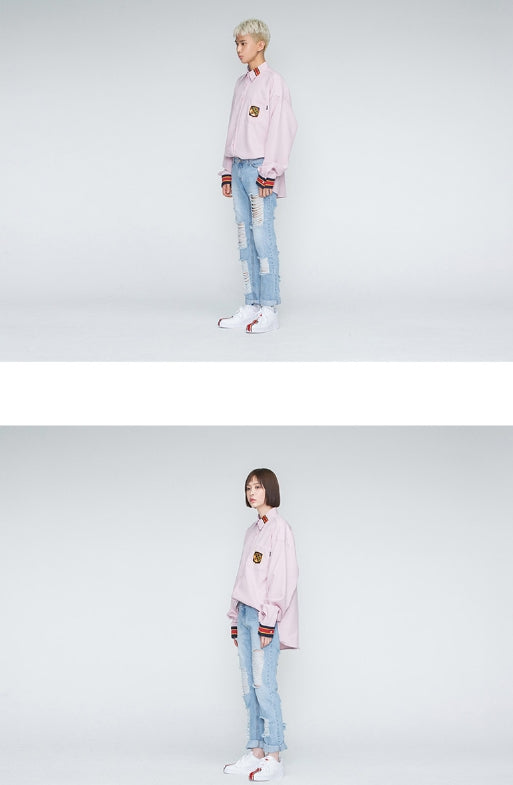 ロマンティッククラウン(ROMANTIC CROWN) Striped Cuffs Shirt_Pink