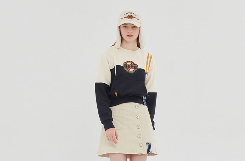 ロマンティッククラウン(ROMANTIC CROWN)GNAC COLOR BLOCK SWEATSHIRT_OATMEAL