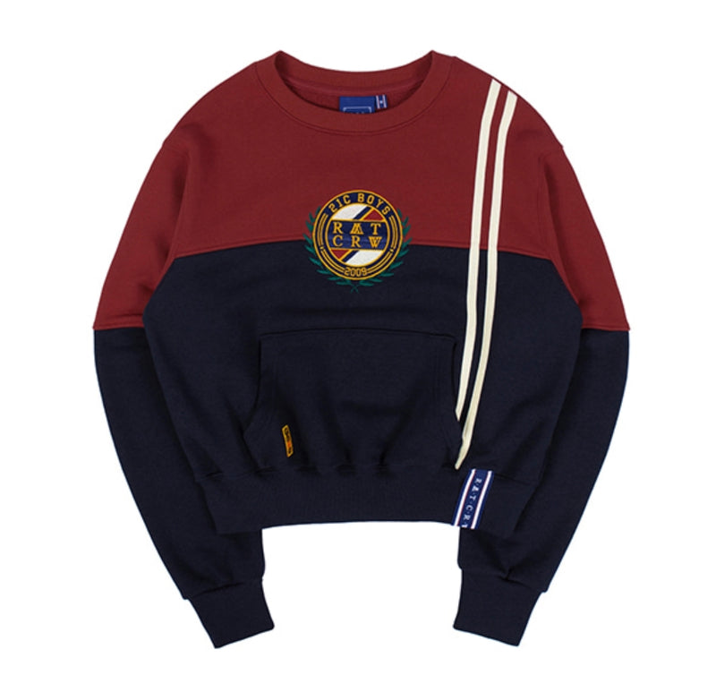 ロマンティッククラウン(ROMANTIC CROWN)GNAC COLOR BLOCK SWEATSHIRT_BURGUNDY