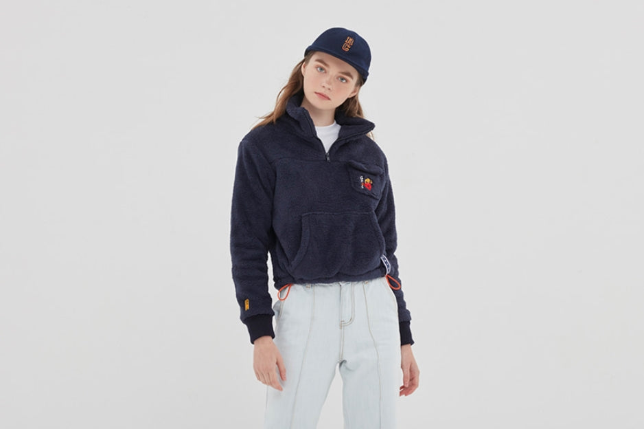 ロマンティッククラウン(ROMANTIC CROWN) UNLOCK YOUR MIND FLEECE ANORAK_NAVY