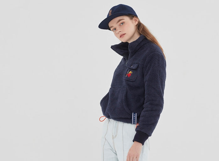 ロマンティッククラウン(ROMANTIC CROWN) UNLOCK YOUR MIND FLEECE ANORAK_NAVY