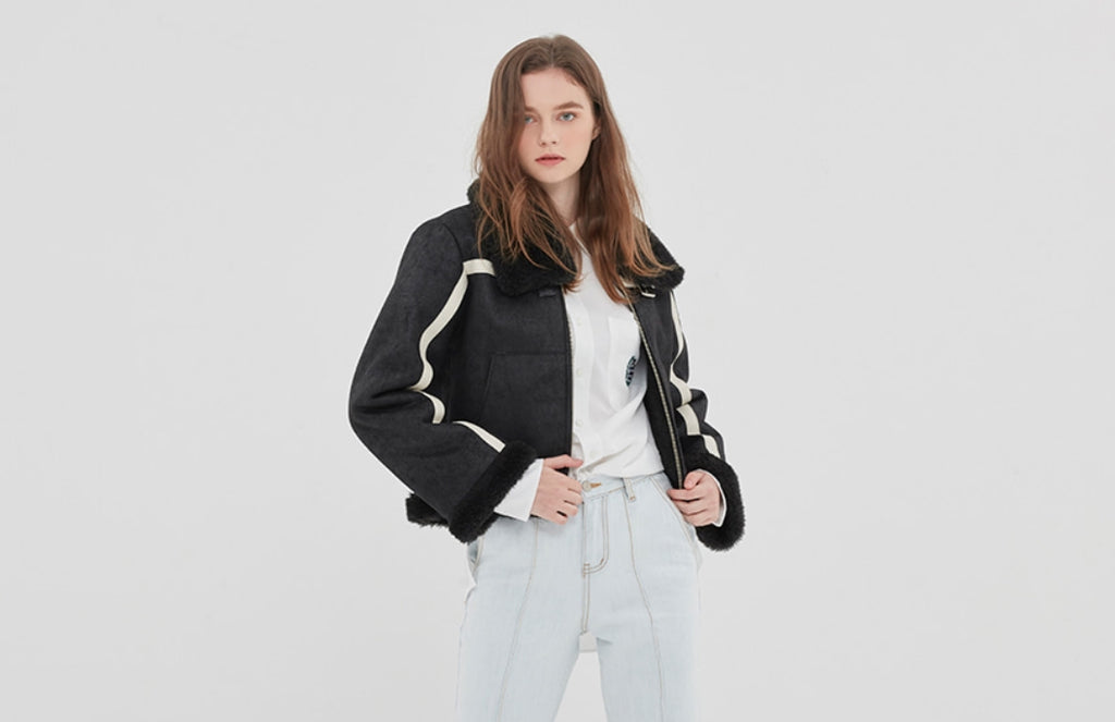 ロマンティッククラウン(ROMANTIC CROWN) GNAC SHORT MOUTON JACKET_BLACK