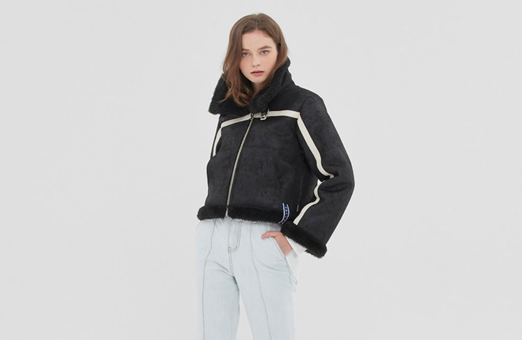 ロマンティッククラウン(ROMANTIC CROWN) GNAC SHORT MOUTON JACKET_BLACK