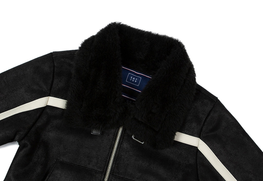 ロマンティッククラウン(ROMANTIC CROWN) GNAC SHORT MOUTON JACKET_BLACK
