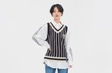 ロマンティッククラウン(ROMANTIC CROWN) V NECK STRIPE VEST_NAVY