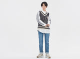 ロマンティッククラウン(ROMANTIC CROWN) V NECK STRIPE VEST_NAVY