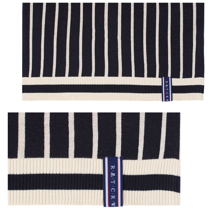 ロマンティッククラウン(ROMANTIC CROWN) V NECK STRIPE VEST_NAVY