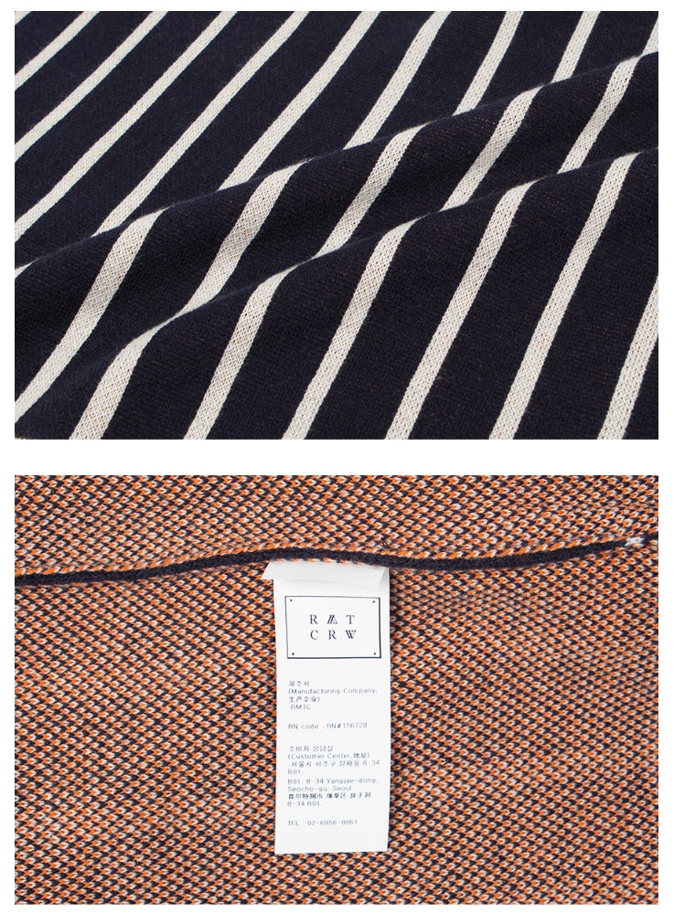 ロマンティッククラウン(ROMANTIC CROWN) V NECK STRIPE VEST_NAVY