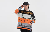 ロマンティッククラウン(ROMANTIC CROWN) RACING COLOR BLOCK KNIT_BLACK