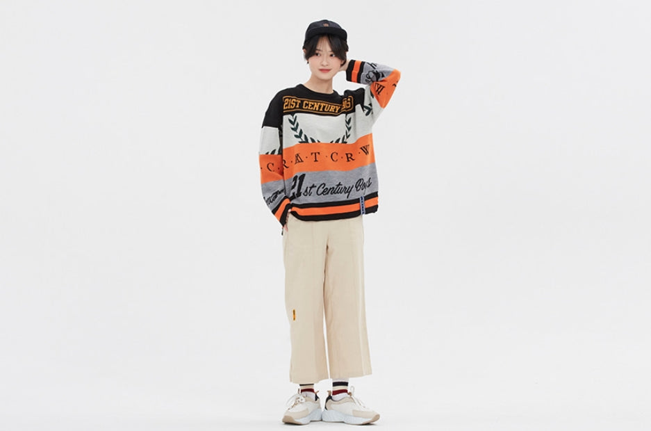 ロマンティッククラウン(ROMANTIC CROWN) RACING COLOR BLOCK KNIT_BLACK