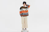 ロマンティッククラウン(ROMANTIC CROWN) RACING COLOR BLOCK KNIT_BLACK