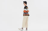 ロマンティッククラウン(ROMANTIC CROWN) RACING COLOR BLOCK KNIT_BLACK